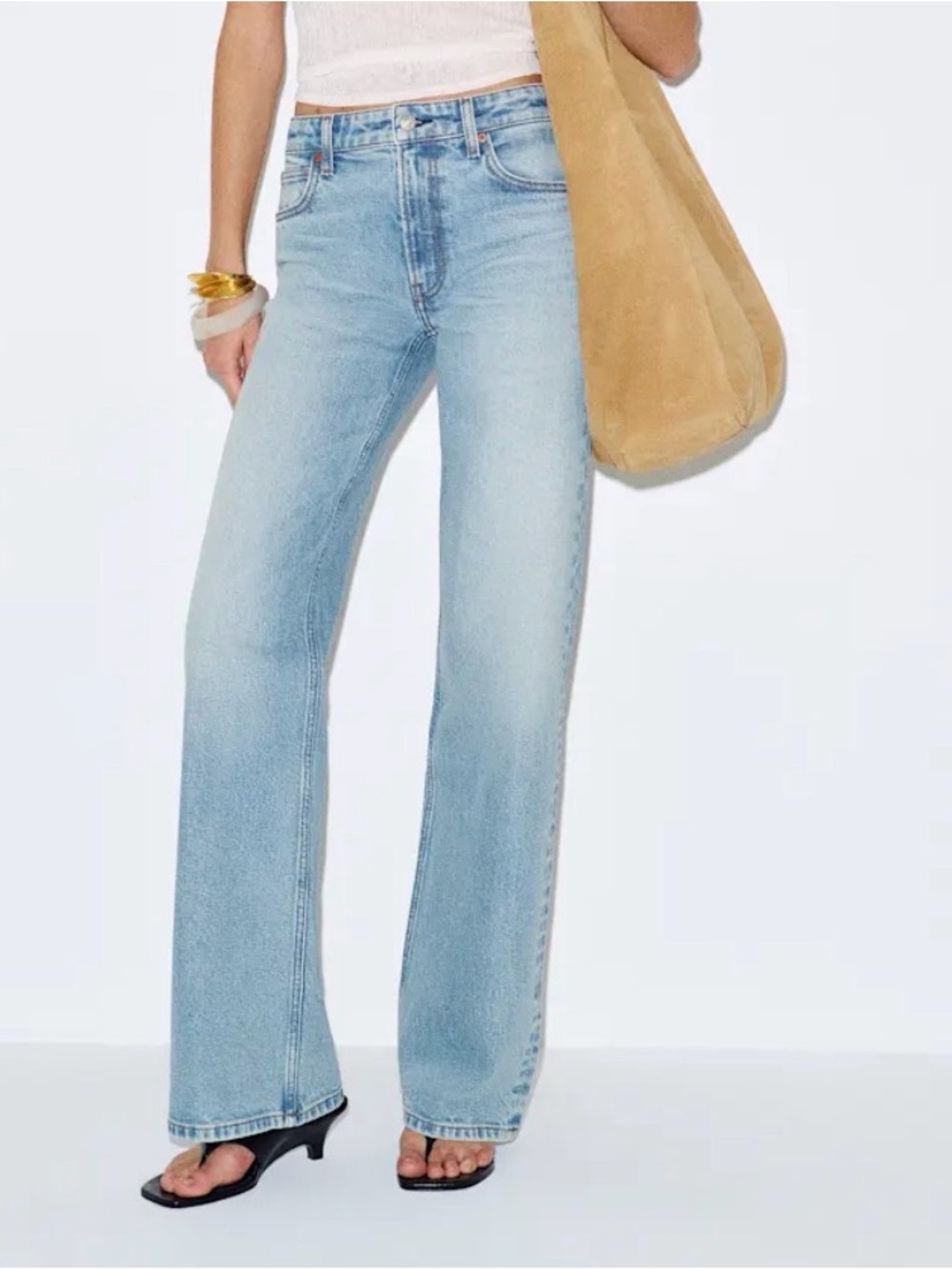 Reformation Light Wash High Rise Wide Leg Jeans 25